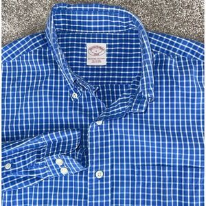 Brooks Brothers 346 Blue/White Check Plaid Shirt Men XL Preppy Casual Work Read